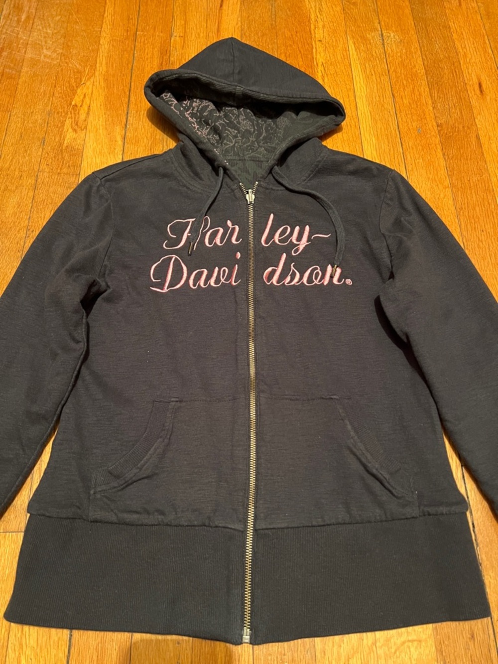 Harley-Davidson Black Hoodie with Pink Script - Picture 4 of 12